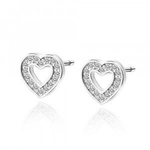 Cercei argint inima cu pietre DiAmanti Z1838ER-DIA (Argint 925‰ 1,1 g.)